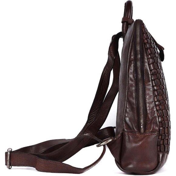 Women and Men Brown 12.5 Inch Leather Backpack with Adjustable Shoulder Strap - Picture 8 of 9